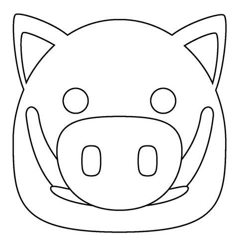 Boar Face Emoji Coloring Page